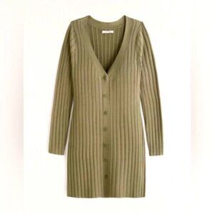 Abercrombie Button-Through Deep-V Mini Sweater Dress